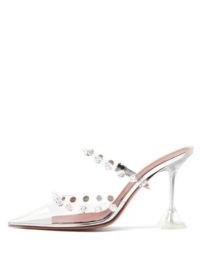 AMINA MUADDI Julia crystal-embellished transparent-PVC mules ~ glamorous transparent mule