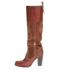 CHLOÉ Knee-high leather and suede boots ~ luxury brown boots