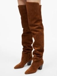 SAINT LAURENT Knee-high suede boots ~ brown slouch effect boots