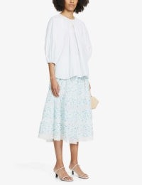 LOVESHACKFANCY Eponda floral-print high-waist cotton midi skirt / classic summer skirts