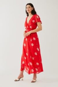GHOST LULIE DRESS Seed Scatter / red floaty frill detail dresses