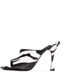 Magda Butrym Estonia zebra stripe mules / black and white high heel peep-toe mule