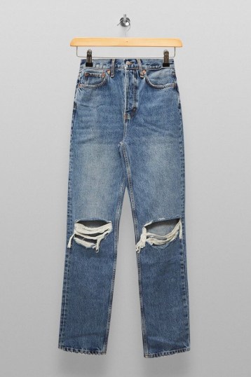 Topshop Mid Stone Dad Ripped Jeans | rip details | destroyed