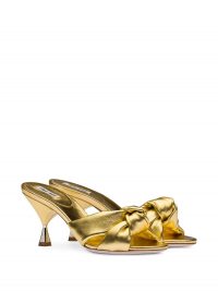 gold-leather mules ~ Miu Miu knot detail sandals