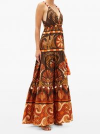 JOHANNA ORTIZ Neptunian geometric-print cotton-poplin maxi dress / tasseled detail dresses