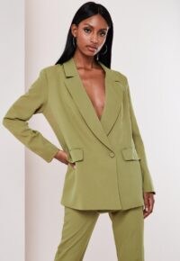 MISSGUIDED olive co ord wrap front oversized blazer