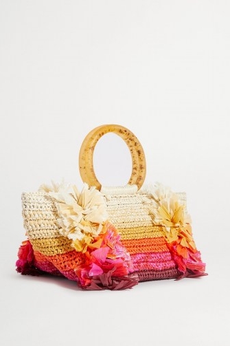 CAROLINA SANTO DOMINGO Corallina fringed raffia tote – small fringe-detail handbags – summer bags