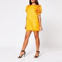 River Island Orange organza puff sleeve mini dress