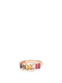 SUZANNE KALAN Rainbow diamond, topaz & 14kt rose-gold ring ~ multicoloured stone rings