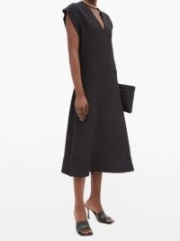 WARDROBE.NYC Release 05 V-neck cap-sleeve silk-crepe dress ~ little black dresses