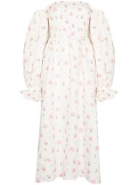 Sleeper Atlanta rose midi dress / pink and white square neck dresses