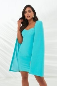 Lavish Alice underwired cape mini dress in aqua | caped dresses