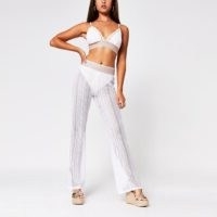 RIVER ISLAND White lace beach trousers ~ semi sheer beachwear