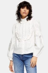 Topshop White Victoriana Puff Sleeve Top | romantic high neck blouse