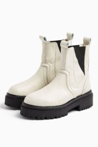 TOPSHOP ALBIE Ecru Leather Chunky Chelsea Boots ~ chunky mono boot