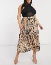 ASOS DESIGN Curve maxi skirt in animal print / plus size skirts