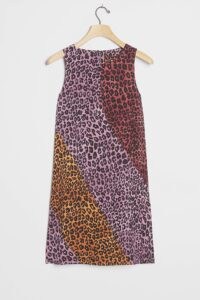 Maeve Wynn Tunic Dress Purple Motif / sleeveless multicoloured leopard print shift / wild cat prints / dresses