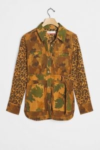 Pilcro Camo Cat Denim Utility Jacket Brown Motif – casual multi print jackets