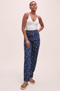 Meadows Begonia Daffodil Jeans / floral embroidered denim