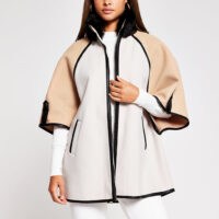 RIVER ISLAND Beige light blocked contrast cape ~ colourblock capes