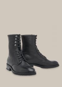 WHISTLES ASHA LACE UP BOOT BLACK / leather ankle boots