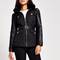 RIVER ISLAND Black lightweight padded jacket ~ quilted jackets