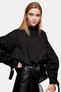 Topshop Black Oversized Babydoll Shirt | voluminous shirts | blouses with volume