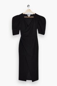 TOPSHOP Black Wrap Crepe Midi Dress – lbd