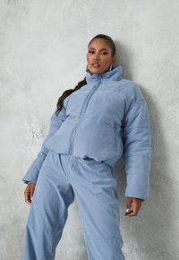 MISSGUIDED blue co ord peached puffer jacket ~ padded jackets