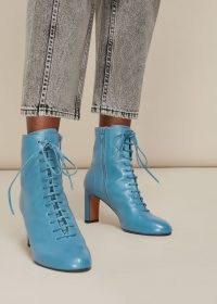 WHISTLES DAHLIA BLUE LEATHER LACE UP BOOT / ankle boots / booties