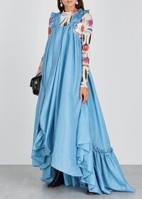 BRØGGER Evie blue taffeta maxi dress ~ romantic ruffled dresses