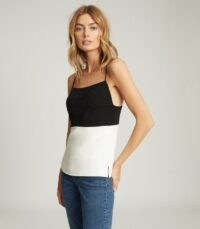 REISS CHLOE COLOUR BLOCK CAMI BLACK/WHITE ~ colourblock camisole