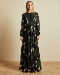 TED BAKER DEENHA Elderflower maxi dress in black / romantic floral occasion dresses