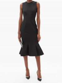 ALEXANDRE VAUTHIER Fishtail grain-de-poudre wool midi dress ~ chic lbd ~ fitted evening dresses ~ flared hemline ~ event wear