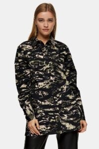 TOPSHOP Green Camouflage Print Oversized Blouse ~ camo shirts