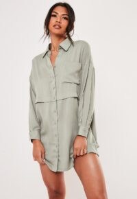 Missguided green oversized utility shirt dress – utilitarian inspired fashion