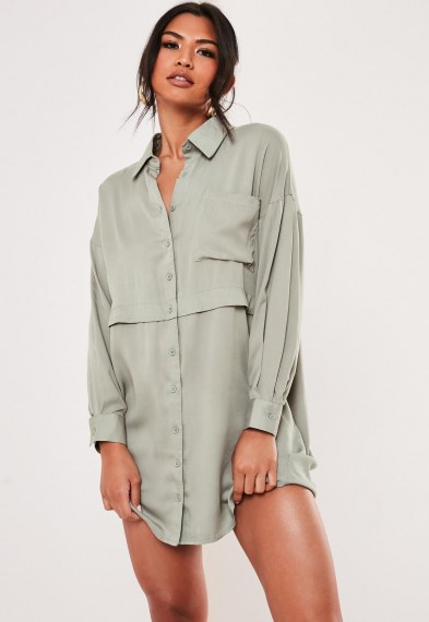 Missguided green oversized utility shirt dress – utilitarian inspired fashion