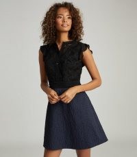 REISS HAZEL RUFFLE DETAILED MINI DRESS NAVY/BLACK ~ feminine cocktail dresses