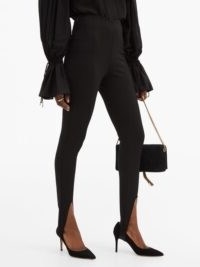 SAINT LAURENT High-rise split-front jersey leggings in black ~ glamorous evening skinnies