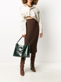 Jacquemus Le Noeud dark green leather tote bag