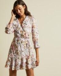 TED BAKER GRACYE Jasmine ruffle wrap dress / ruffled tie waist dresses