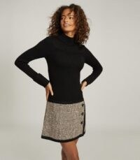 Reiss KELLY KNITTED DRESS WITH CONTRAST SKIRT BLACK ~ chic autumn wear