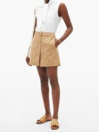 GIVENCHY Lock-hardware cotton-gabardine mini skort in beige ~ chic skorts