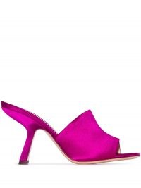 Nicholas Kirkwood Alba 90mm mules in pink ~ curved heel ~ angled mid heels ~ glamorous and bright slip on sandals