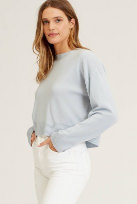 NAKEDCASHMERE INGRID CASHMERE Pullover Cyan | pale blue pullovers | boxy crop hem jumper