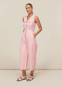 WHISTLES NETTIE UTILITY JUMPSUIT PINK / sleeveless crop leg jumpsuits / cool casual style