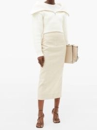 JACQUEMUS Risoul half-zip ribbed wool sweater in cream – neutral chunky knits