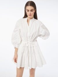 FRAME Ruched Sleeve Dress Blanc | white voluminous sleeved dresses