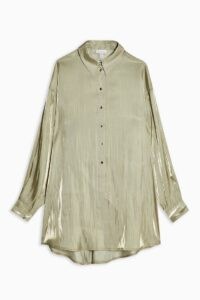 TOPSHOP Sage Liquid Satin Oversized Shirt – fluid fabric shirts