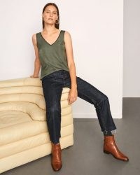 JIGSAW SATIN FRONT TANK / khaki green vest / effortless style tops